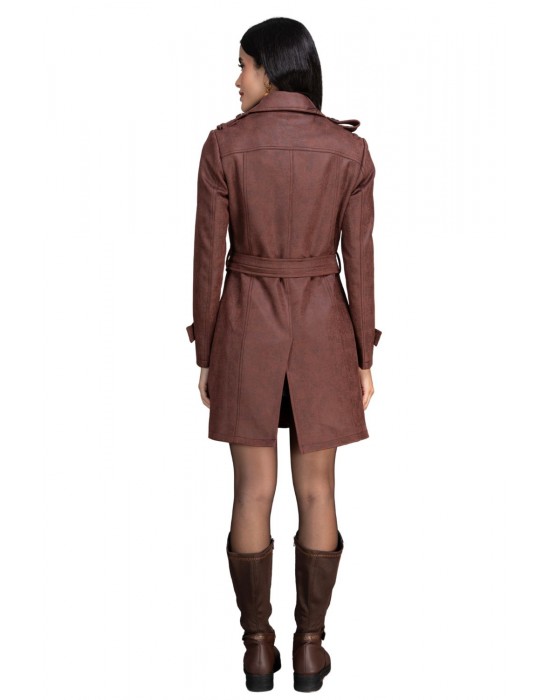 Women Coat Cinnamon with belt